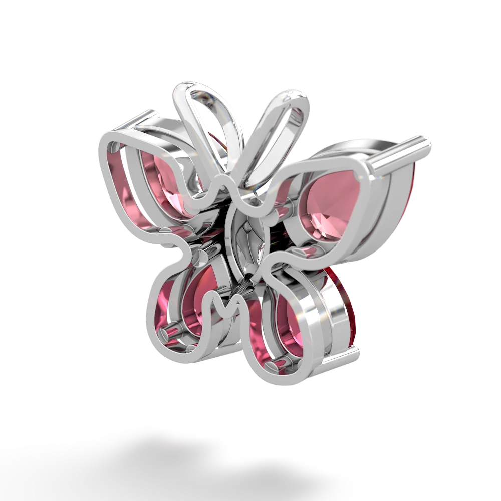 Pink Tourmaline Butterfly 14K White Gold pendant P2215