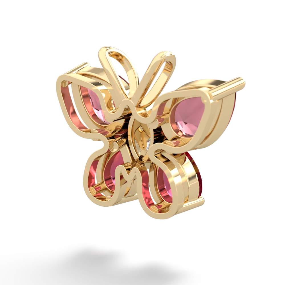 Pink Tourmaline Butterfly 14K Yellow Gold pendant P2215