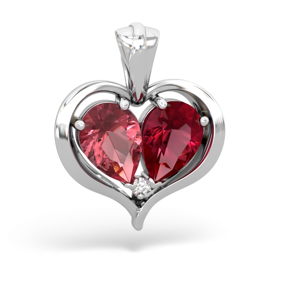 Pink Tourmaline Two Become One 14K White Gold pendant P5330