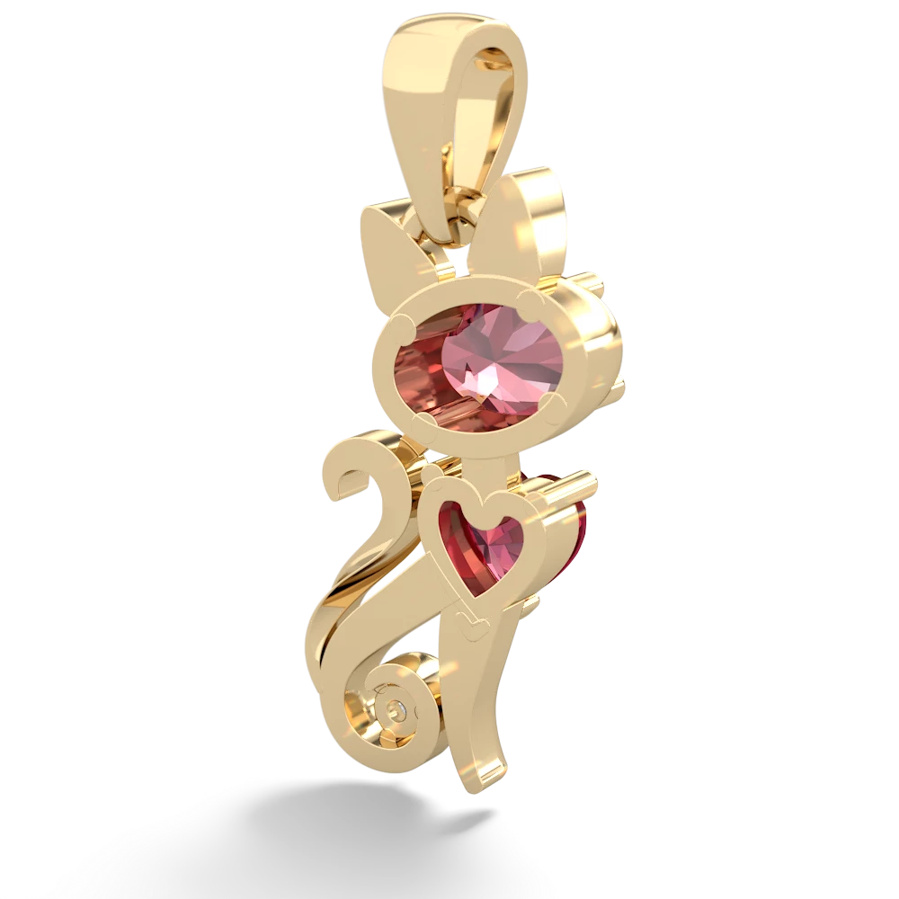 Pink Tourmaline Kitten 14K Yellow Gold pendant P5780