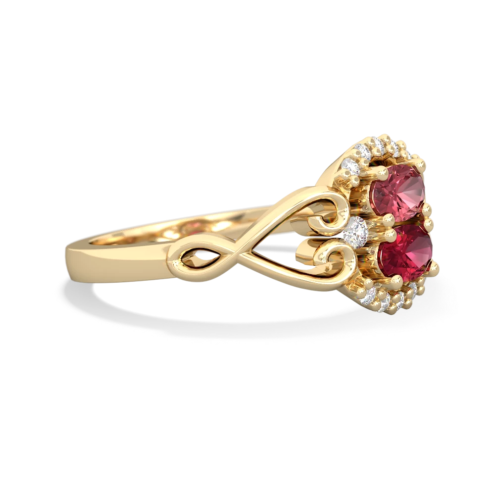 Pink Tourmaline Love Nest 14K Yellow Gold ring R5860