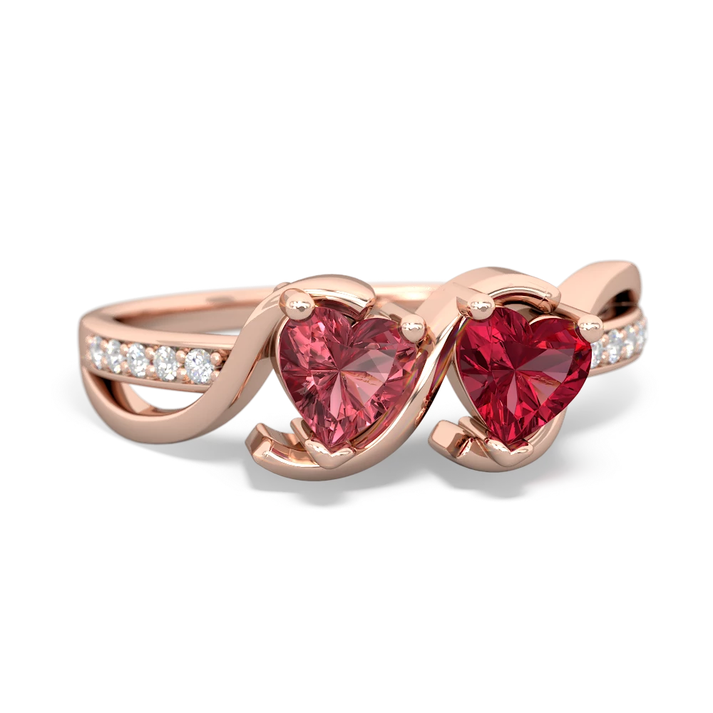 Pink Tourmaline Side By Side 14K Rose Gold ring R3090