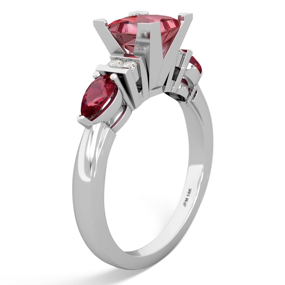 Pink Tourmaline 6Mm Princess Eternal Embrace Engagement 14K White Gold ring C2002