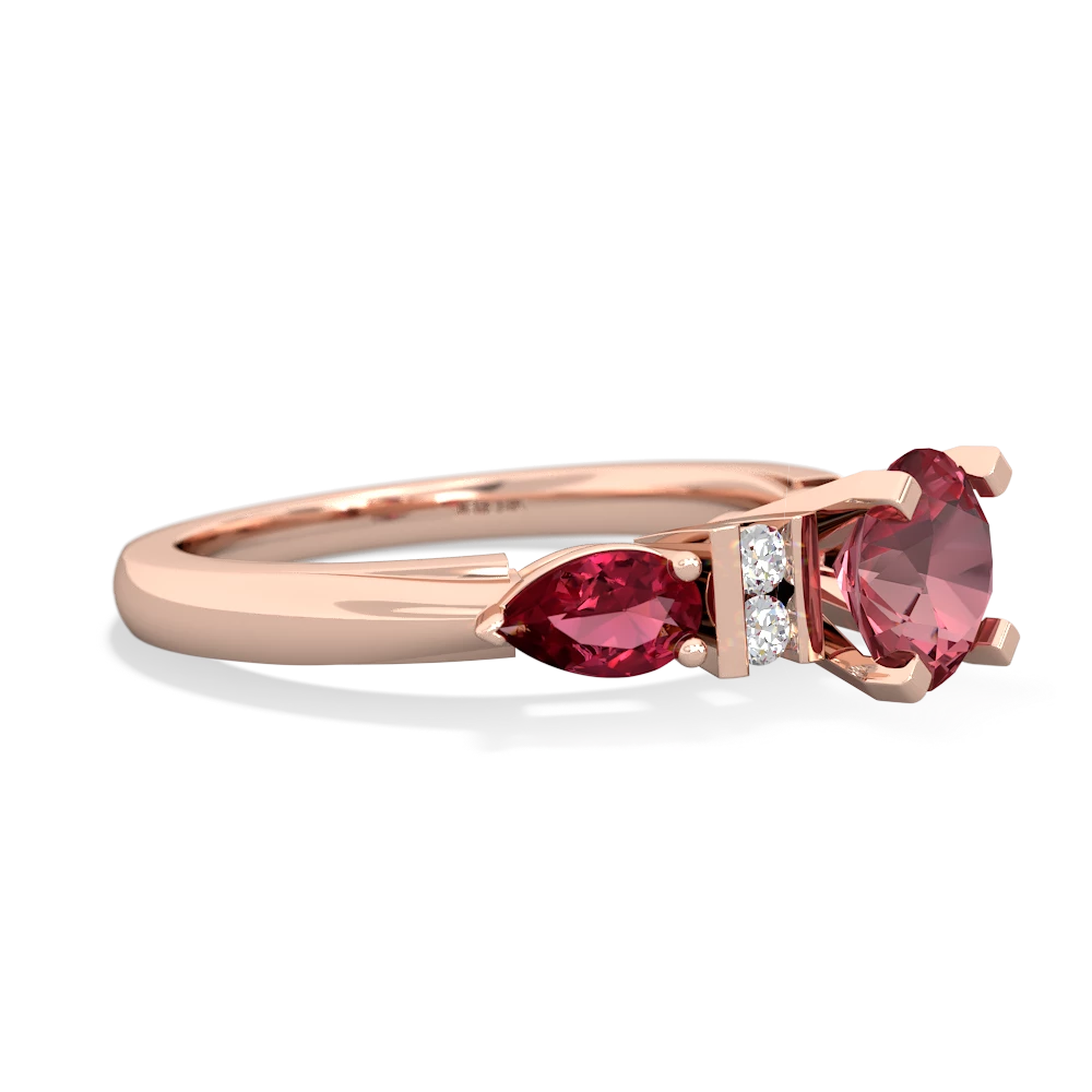 Pink Tourmaline 6Mm Round Eternal Embrace Engagement 14K Rose Gold ring R2005