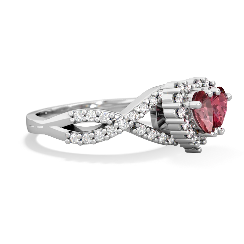 Pink Tourmaline Diamond Twist 'One Heart' 14K White Gold ring R2640HRT