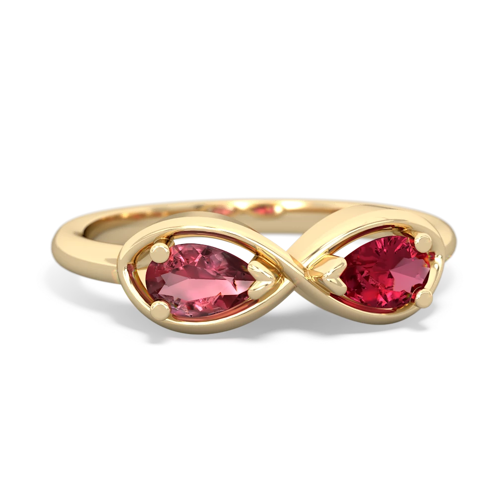 Pink Tourmaline Infinity 14K Yellow Gold ring R5050