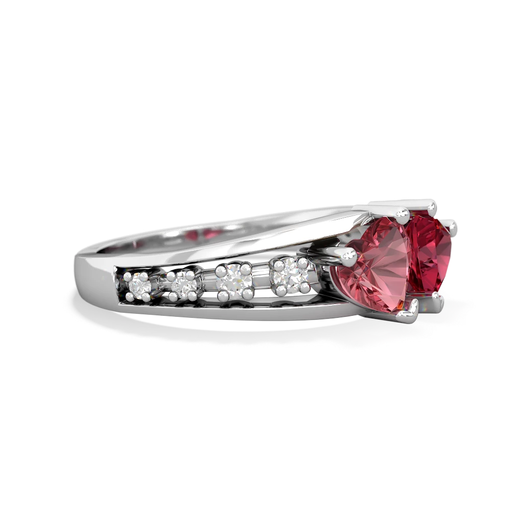 Pink Tourmaline Heart To Heart 14K White Gold ring R3342