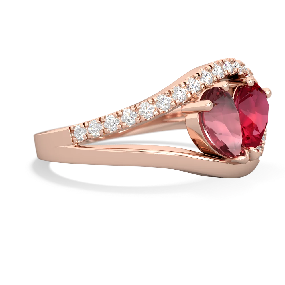 Pink Tourmaline Nestled Heart Keepsake 14K Rose Gold ring R5650