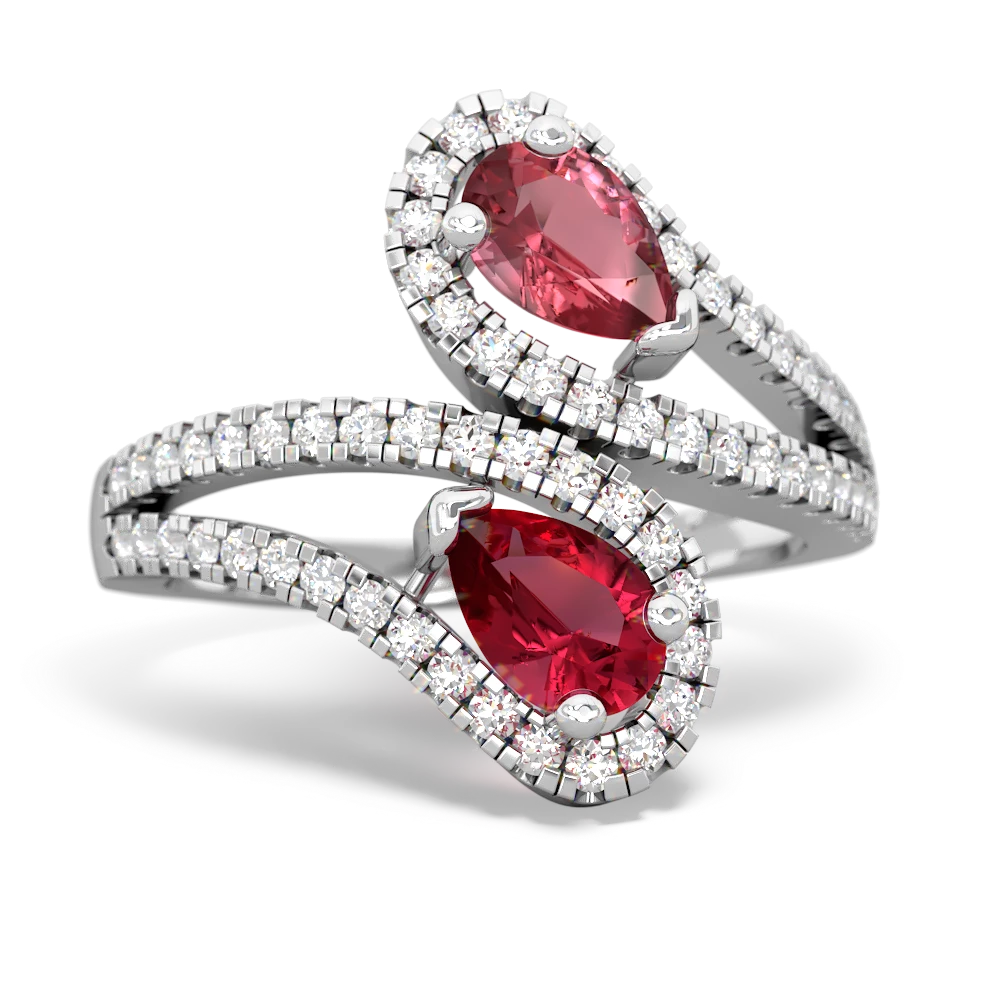 Pink Tourmaline Diamond Dazzler 14K White Gold ring R3000