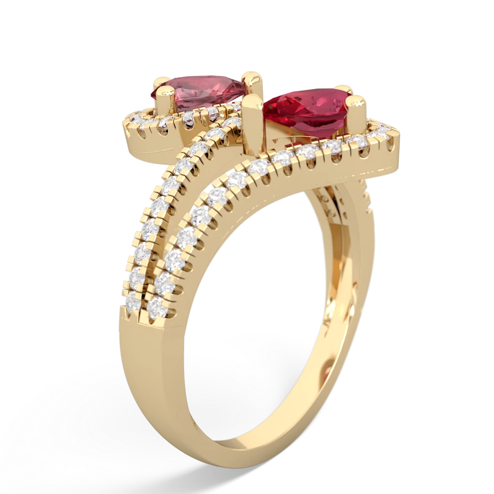 Pink Tourmaline Diamond Dazzler 14K Yellow Gold ring R3000