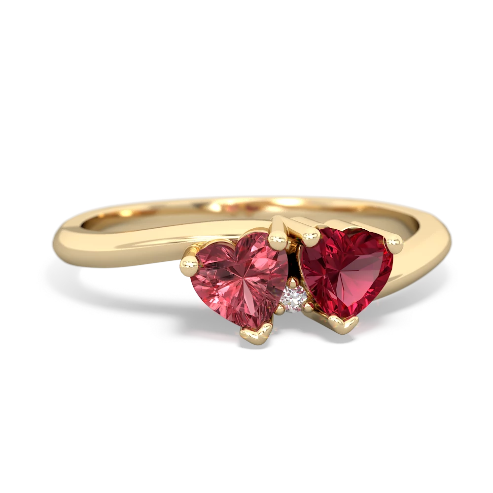 Pink Tourmaline Sweethearts 14K Yellow Gold ring R5260