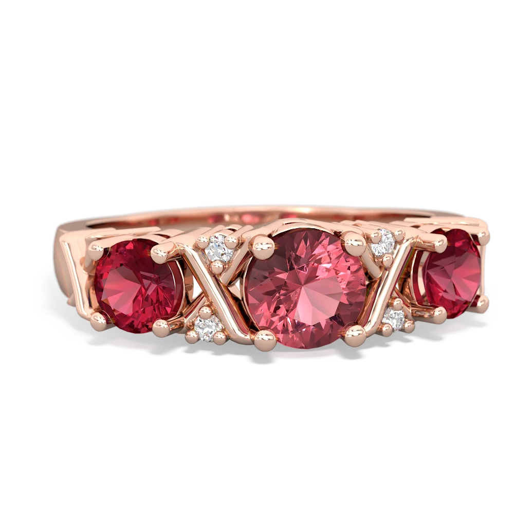 Pink Tourmaline Hugs And Kisses 14K Rose Gold ring R5016