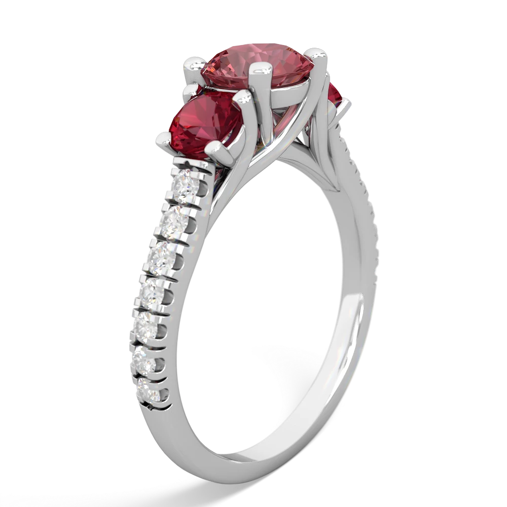 Pink Tourmaline Pave Trellis 14K White Gold ring R5500