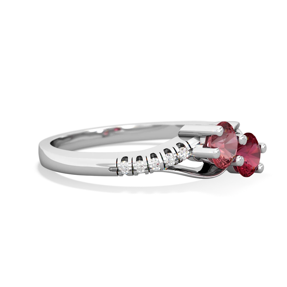 Pink Tourmaline Infinity Pave Two Stone 14K White Gold ring R5285