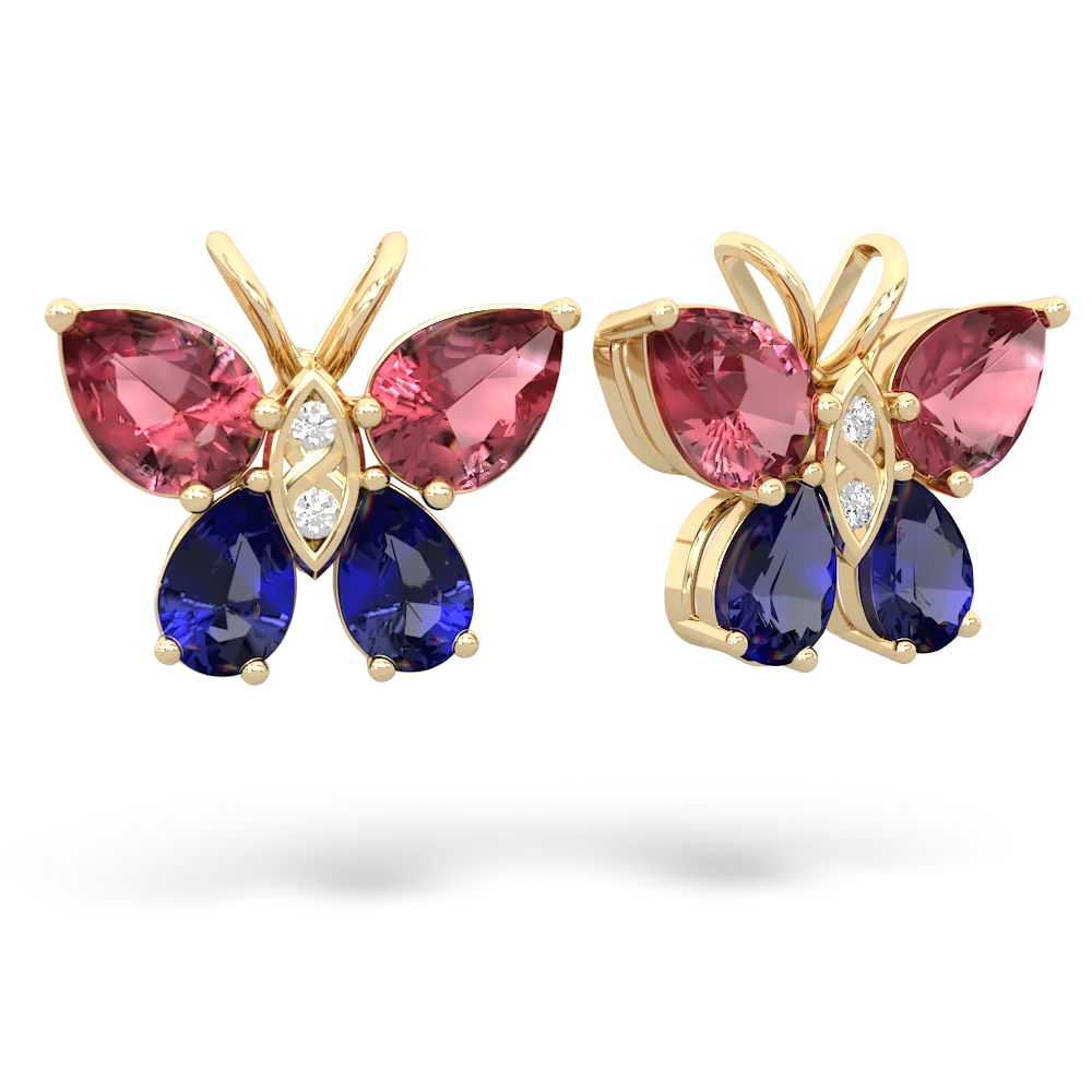 Pink Tourmaline Butterfly 14K Yellow Gold earrings E2215