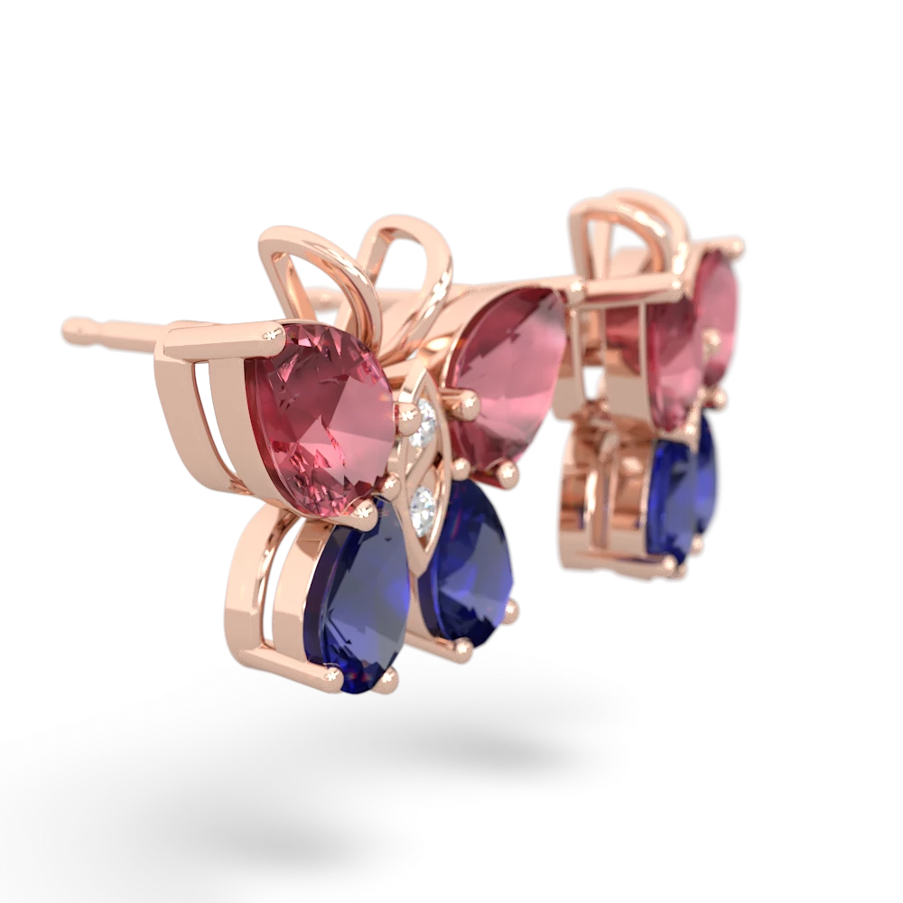 Pink Tourmaline Butterfly 14K Rose Gold earrings E2215