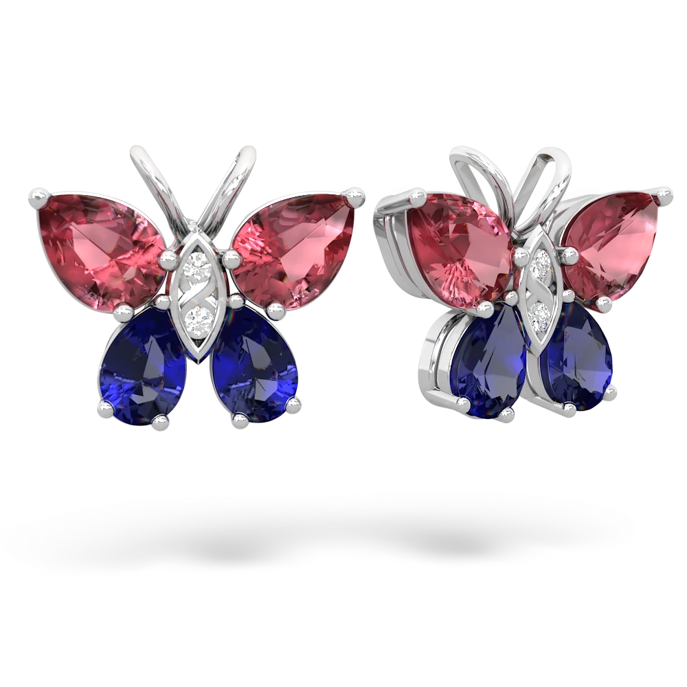 Pink Tourmaline Butterfly 14K White Gold earrings E2215