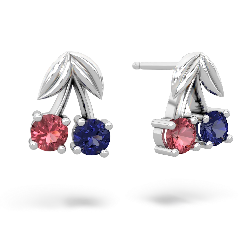 Pink Tourmaline Sweet Cherries 14K White Gold earrings E7001