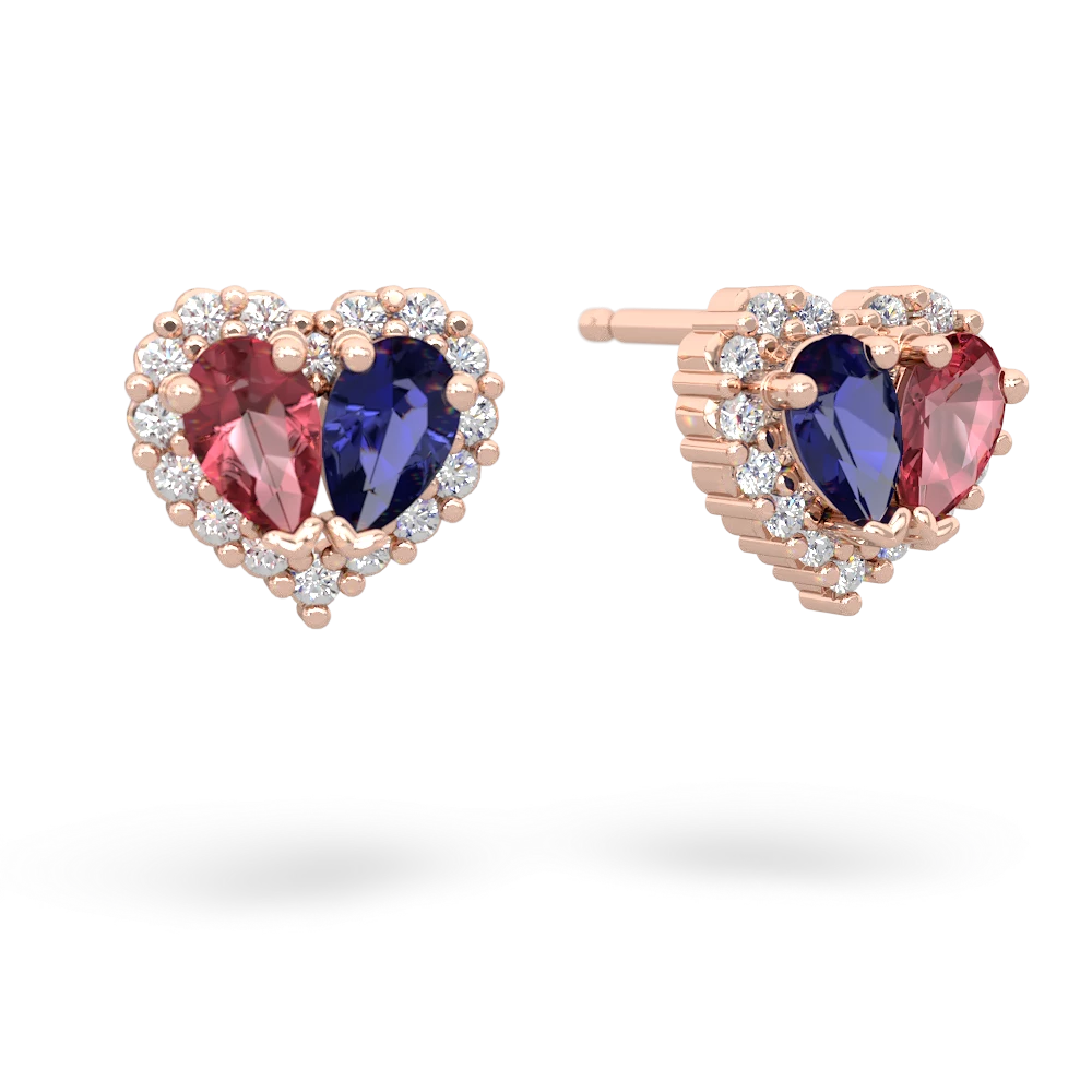 Pink Tourmaline Halo 14K Rose Gold earrings E7008