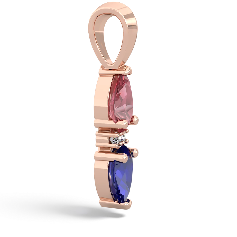 Pink Tourmaline Bowtie Drop 14K Rose Gold pendant P0865