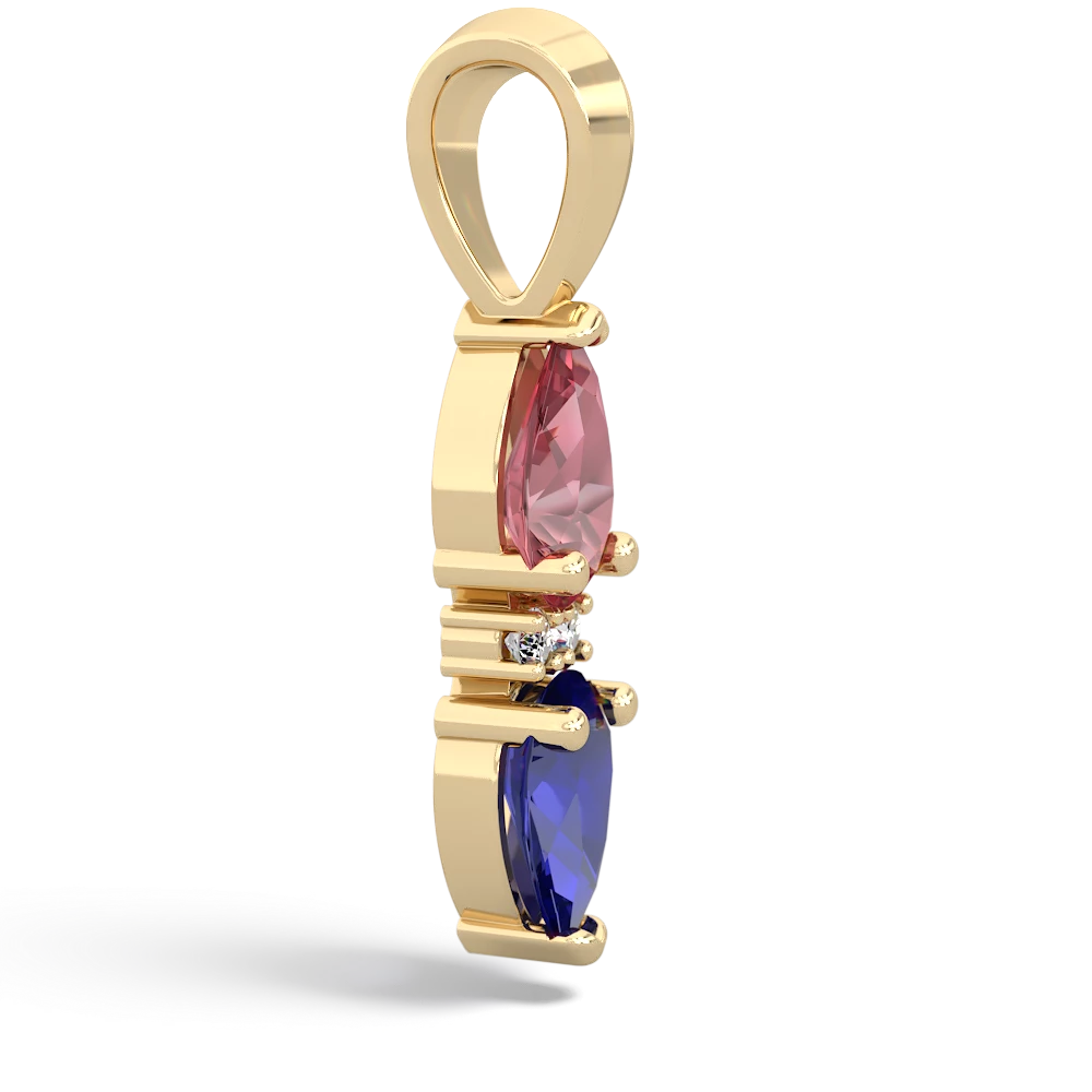Pink Tourmaline Bowtie Drop 14K Yellow Gold pendant P0865