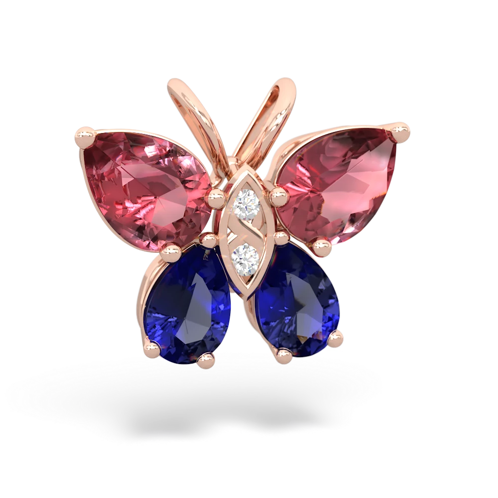 Pink Tourmaline Butterfly 14K Rose Gold pendant P2215