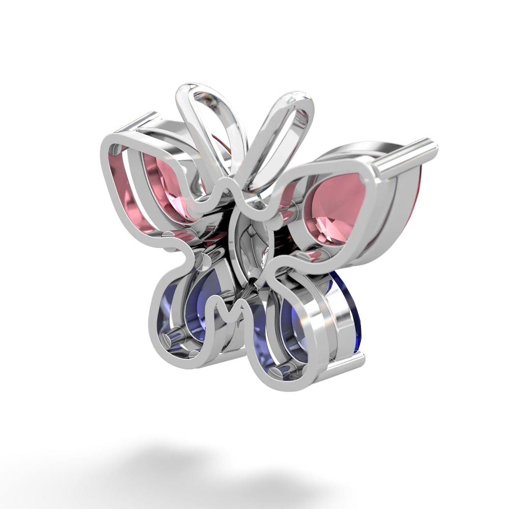 Pink Tourmaline Butterfly 14K White Gold pendant P2215