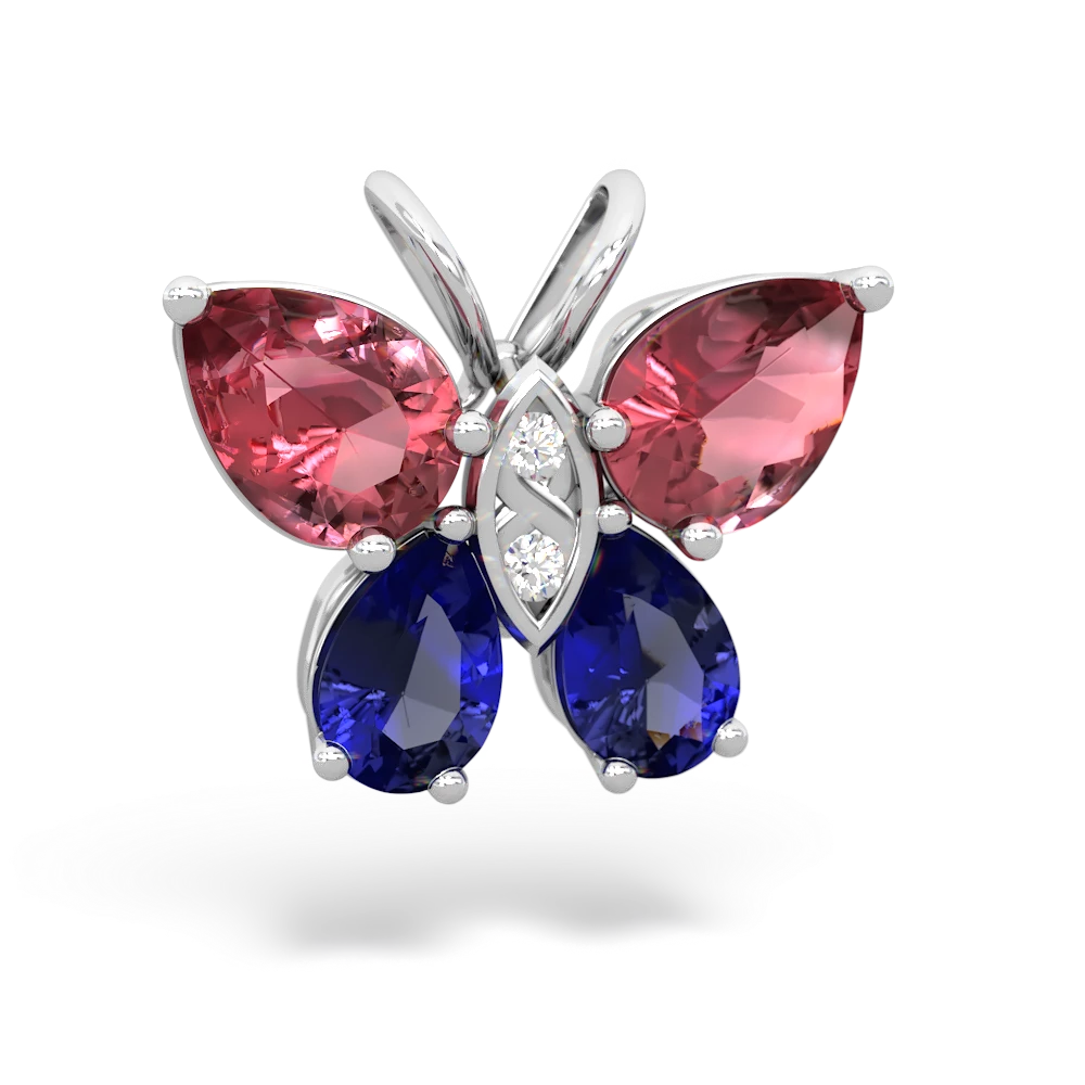 Pink Tourmaline Butterfly 14K White Gold pendant P2215