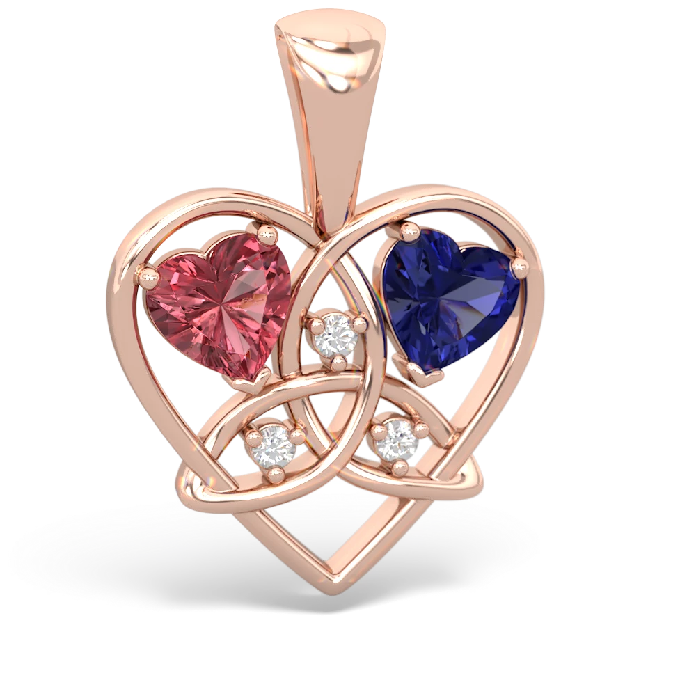 Pink Tourmaline Celtic Trinity Heart 14K Rose Gold pendant P5331