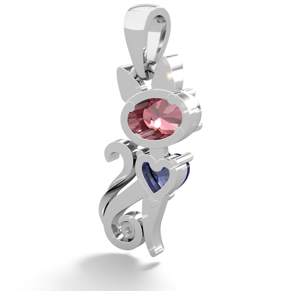 Pink Tourmaline Kitten 14K White Gold pendant P5780