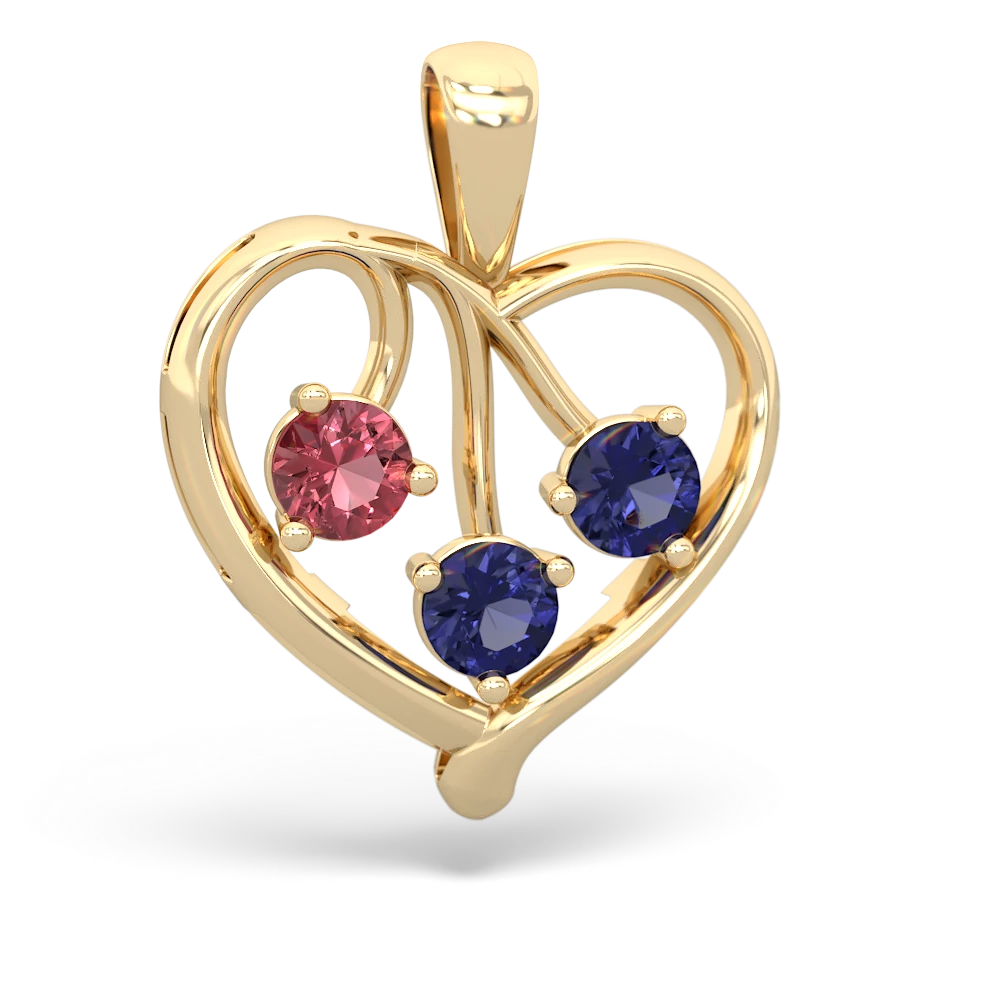 Pink Tourmaline Glowing Heart 14K Yellow Gold pendant P2233