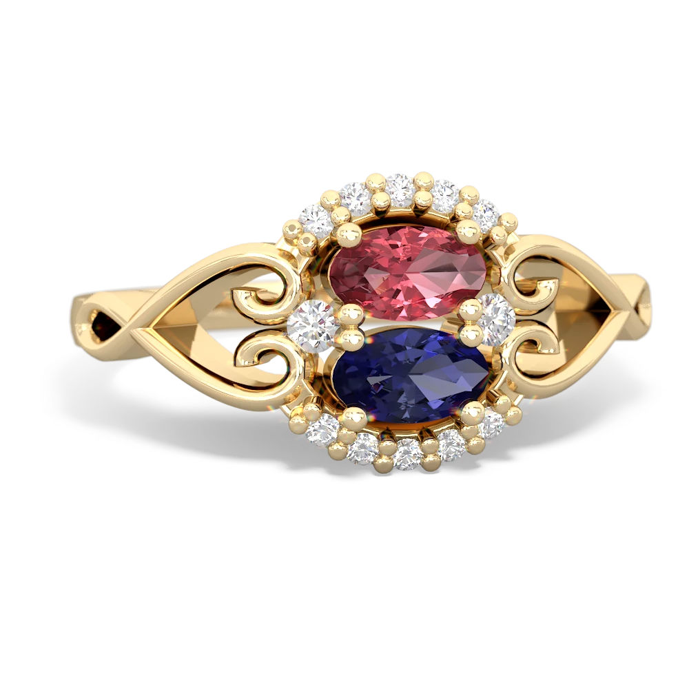 Pink Tourmaline Love Nest 14K Yellow Gold ring R5860