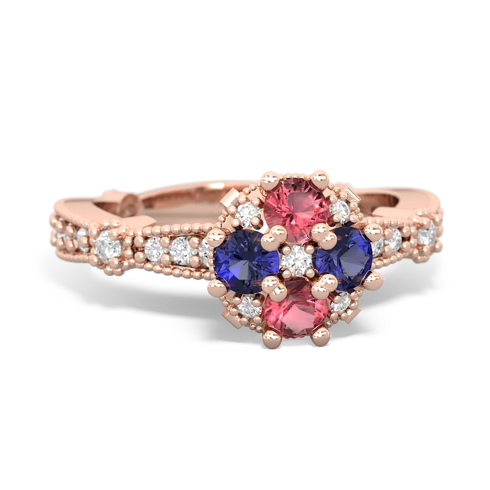 Pink Tourmaline Sparkling Tiara Cluster 14K Rose Gold ring R26293RD