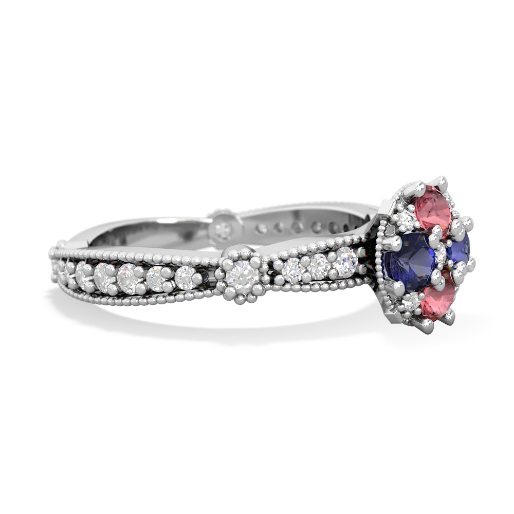 Pink Tourmaline Sparkling Tiara Cluster 14K White Gold ring R26293RD