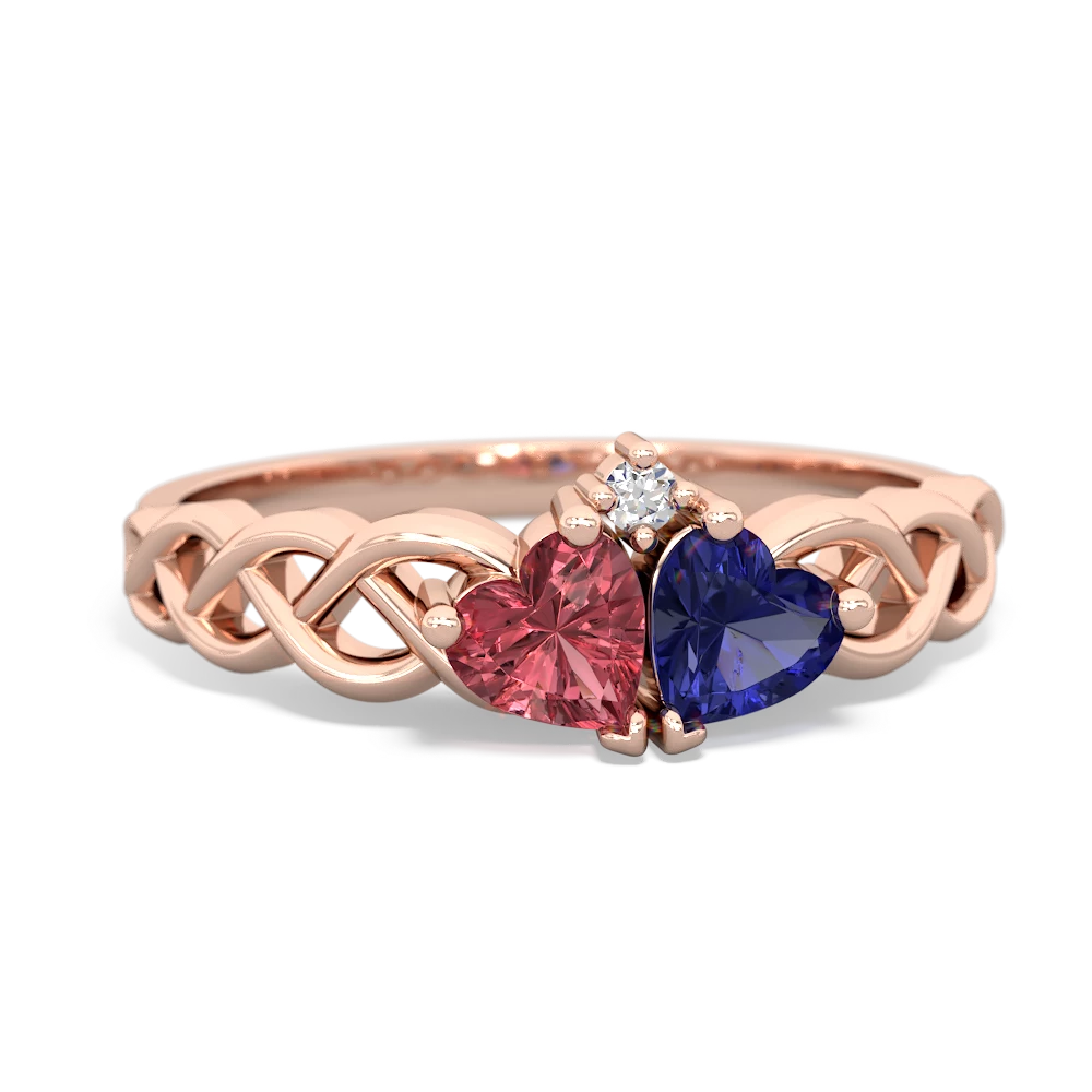 Pink Tourmaline Heart To Heart Braid 14K Rose Gold ring R5870