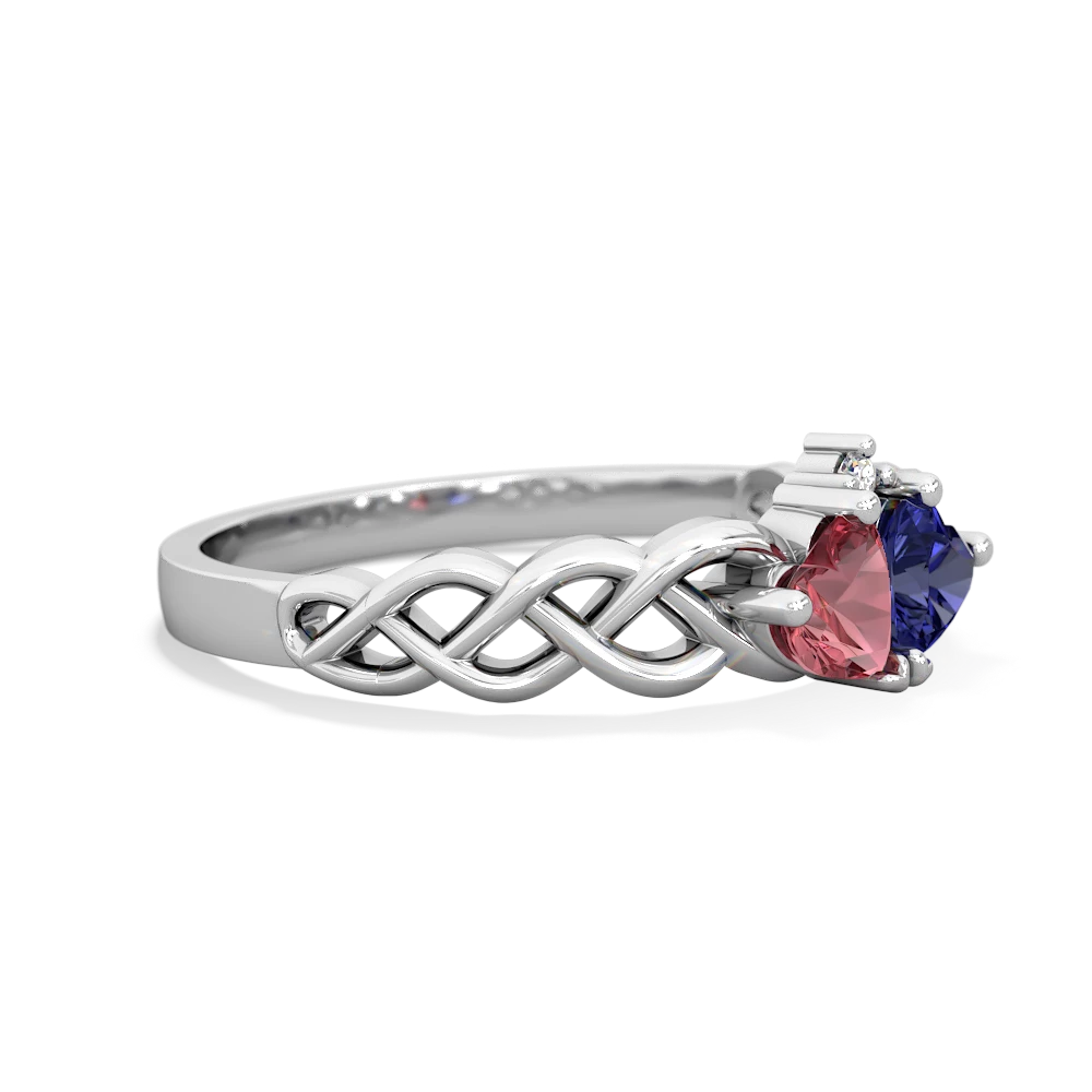 Pink Tourmaline Heart To Heart Braid 14K White Gold ring R5870