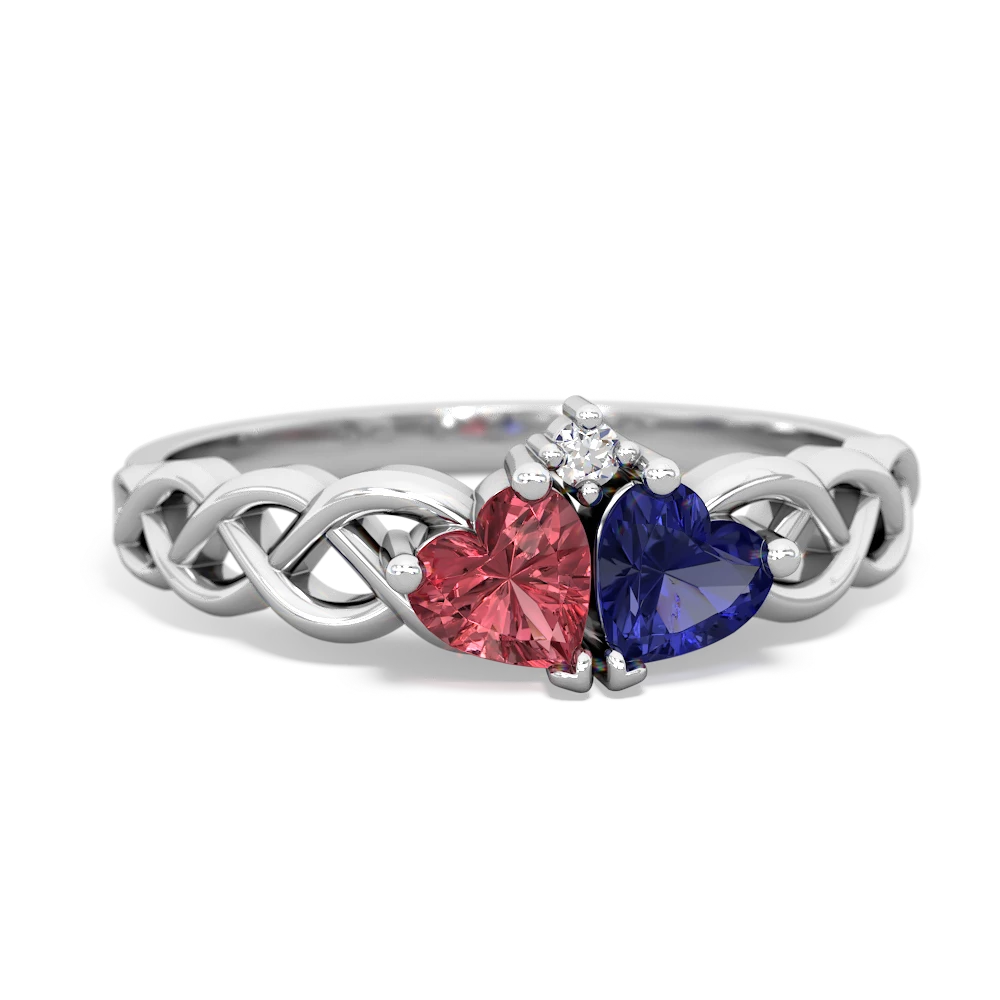 Pink Tourmaline Heart To Heart Braid 14K White Gold ring R5870