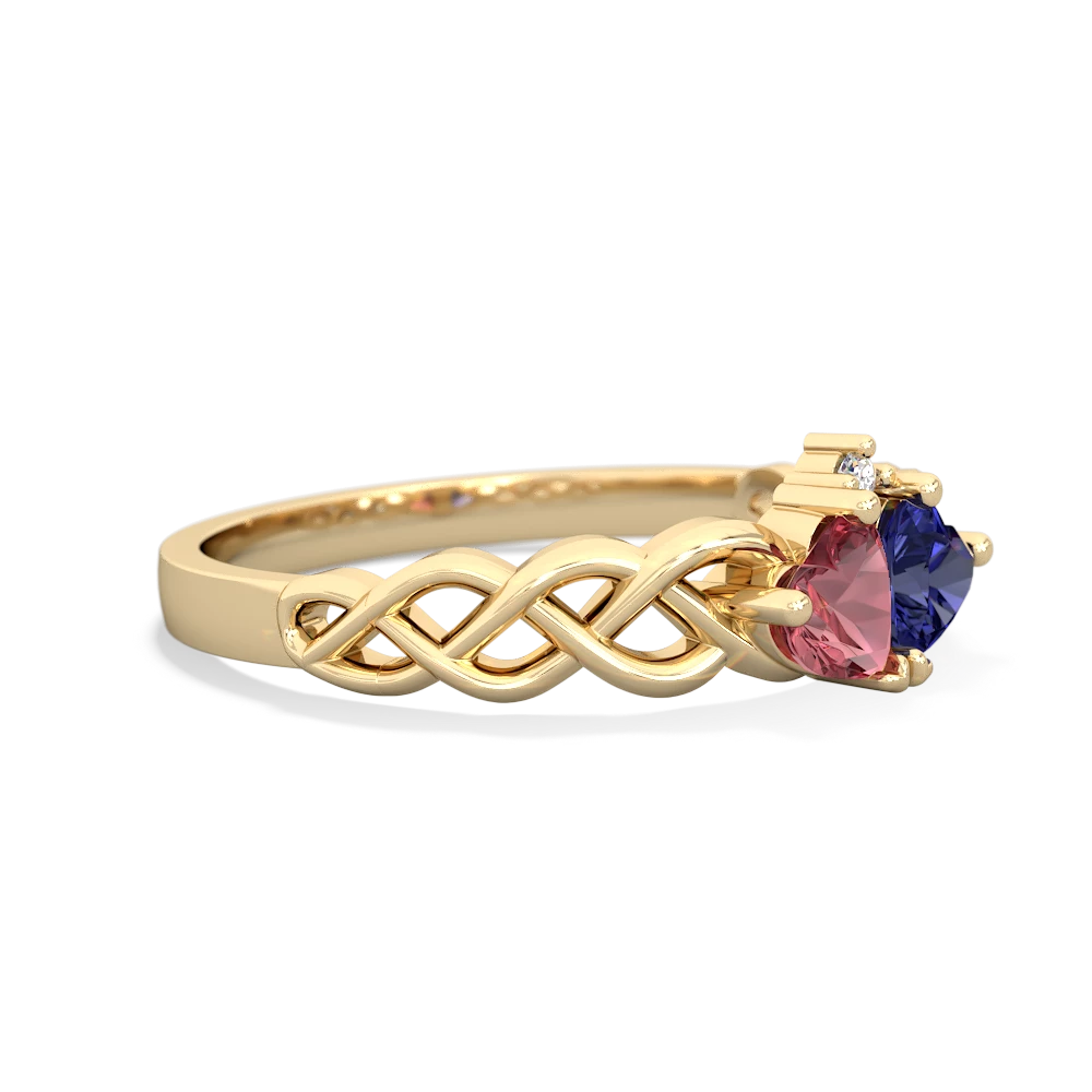 Pink Tourmaline Heart To Heart Braid 14K Yellow Gold ring R5870