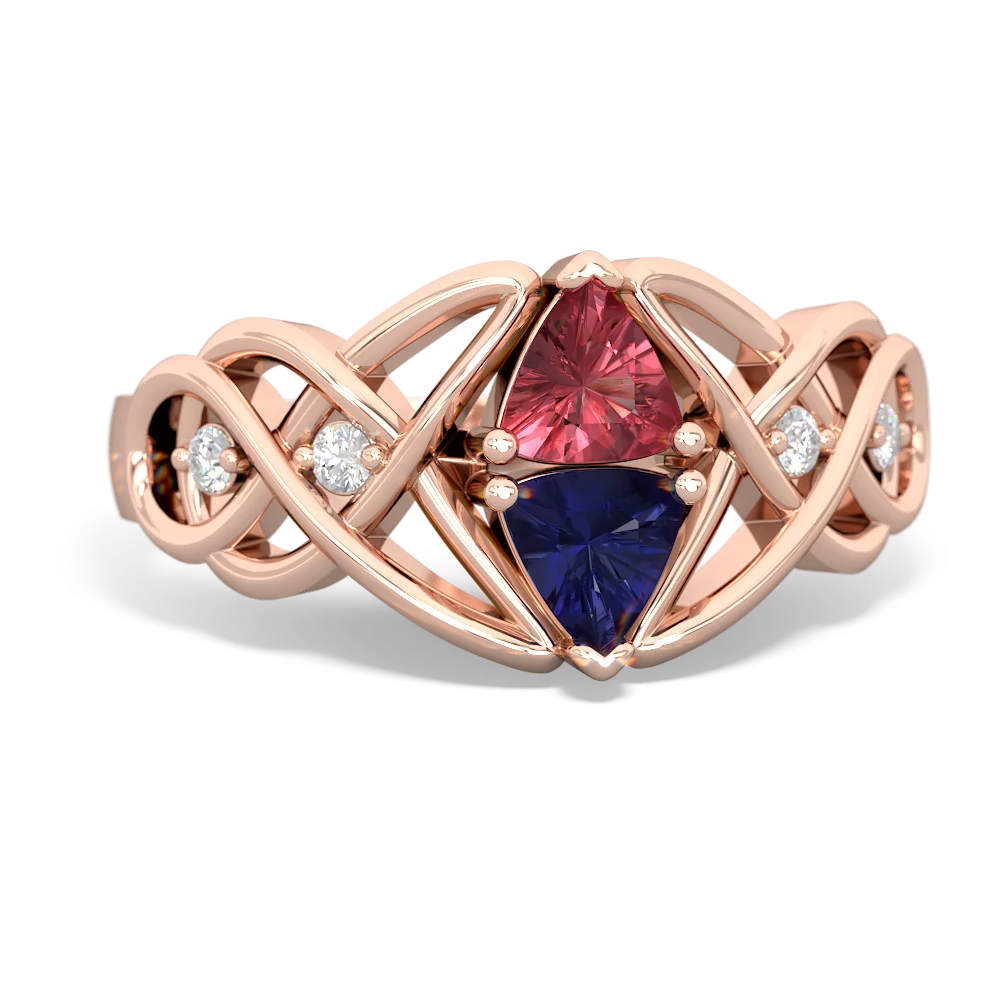 Pink Tourmaline Keepsake Celtic Knot 14K Rose Gold ring R5300