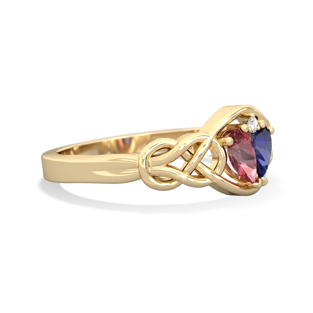 Pink Tourmaline Celtic Love Knot 14K Yellow Gold ring R5420