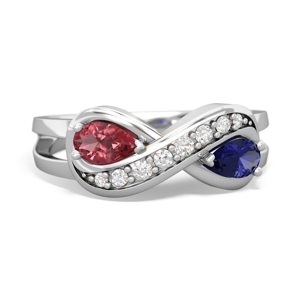 Pink Tourmaline Diamond Infinity 14K White Gold ring R5390