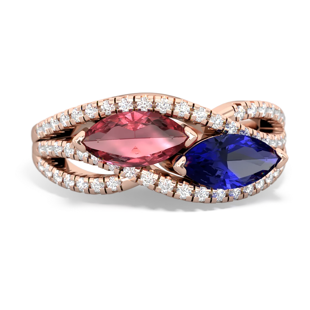 Pink Tourmaline Diamond Rivers 14K Rose Gold ring R3070