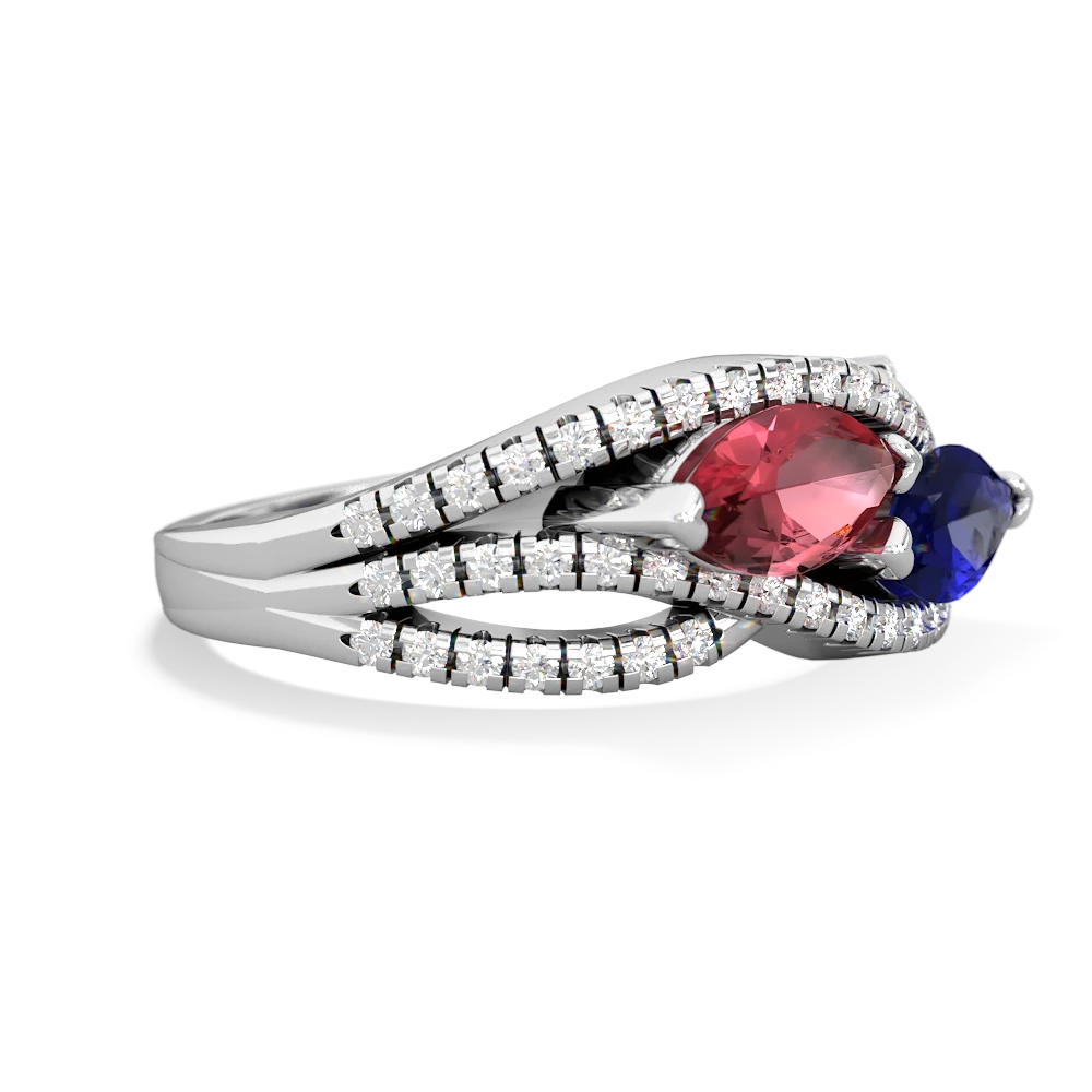 Pink Tourmaline Diamond Rivers 14K White Gold ring R3070