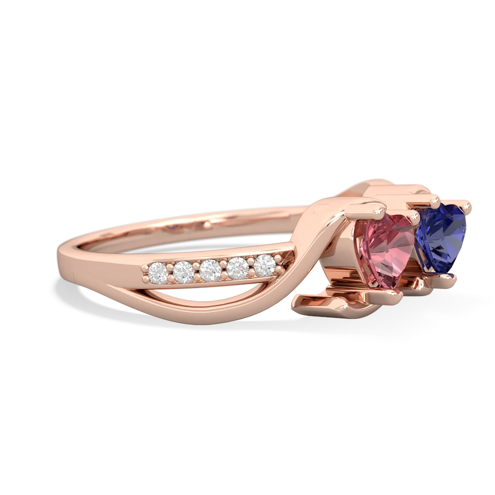 Pink Tourmaline Side By Side 14K Rose Gold ring R3090