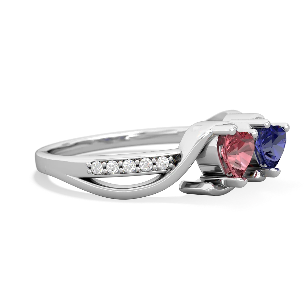 Pink Tourmaline Side By Side 14K White Gold ring R3090