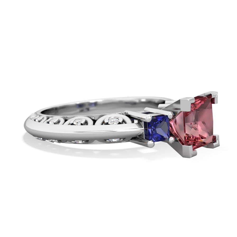 Pink Tourmaline Eternal Embrace Engagement 14K White Gold ring C2001