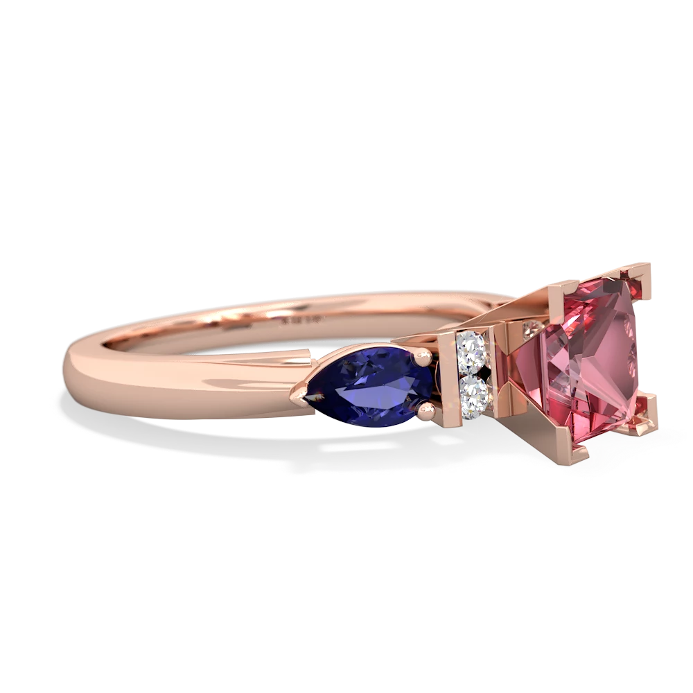 Pink Tourmaline 6Mm Princess Eternal Embrace Engagement 14K Rose Gold ring C2002