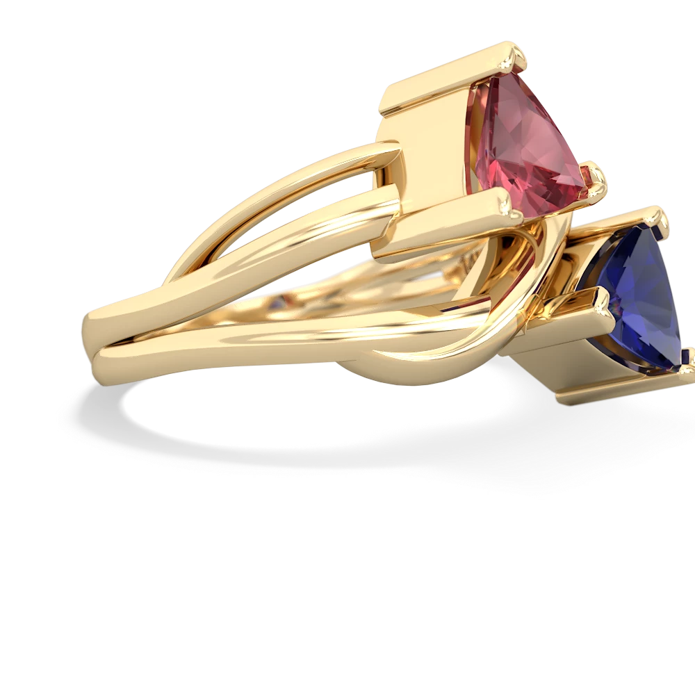 Pink Tourmaline Split Band Swirl 14K Yellow Gold ring R2341