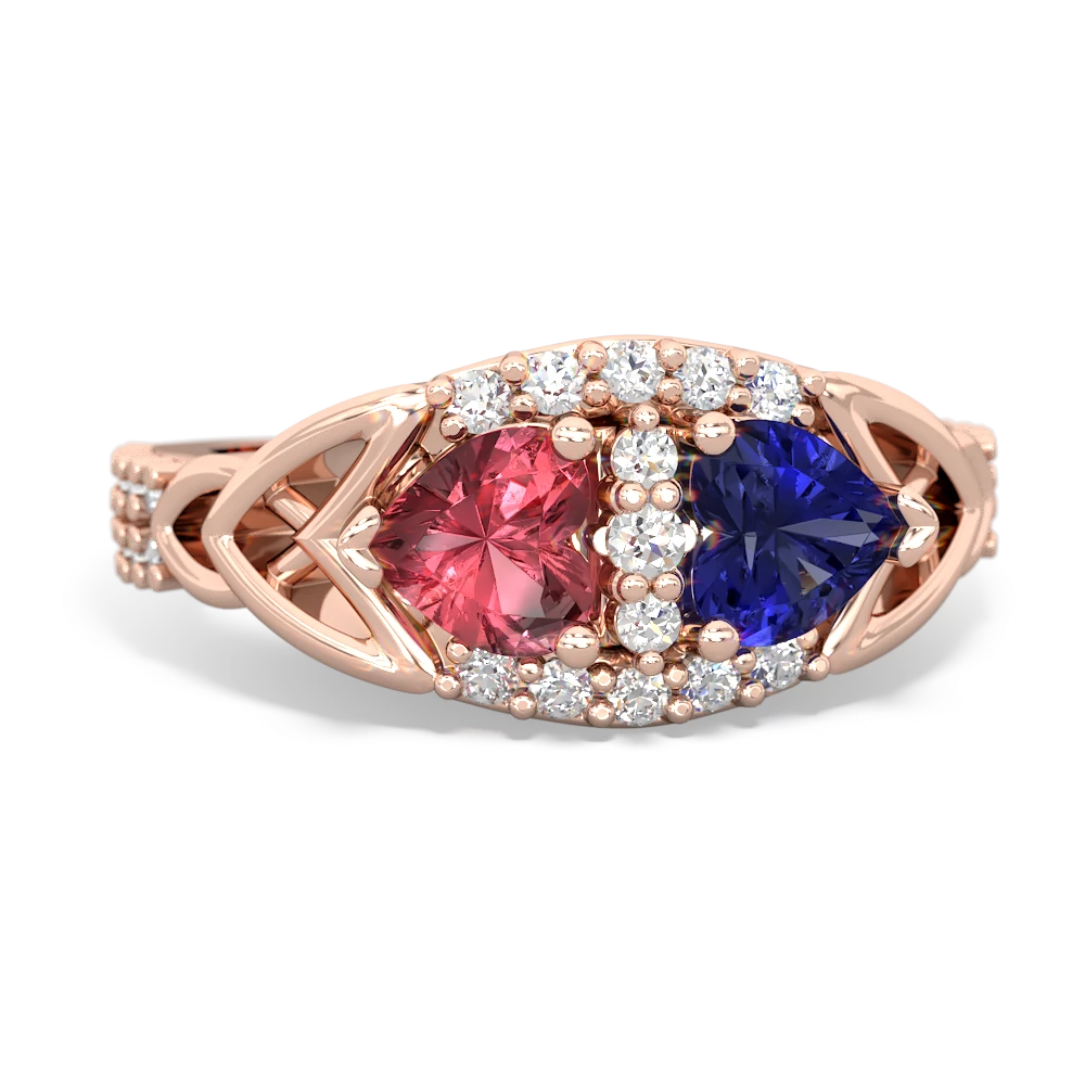 Pink Tourmaline Sparkling Celtic Knot 14K Rose Gold ring R2645