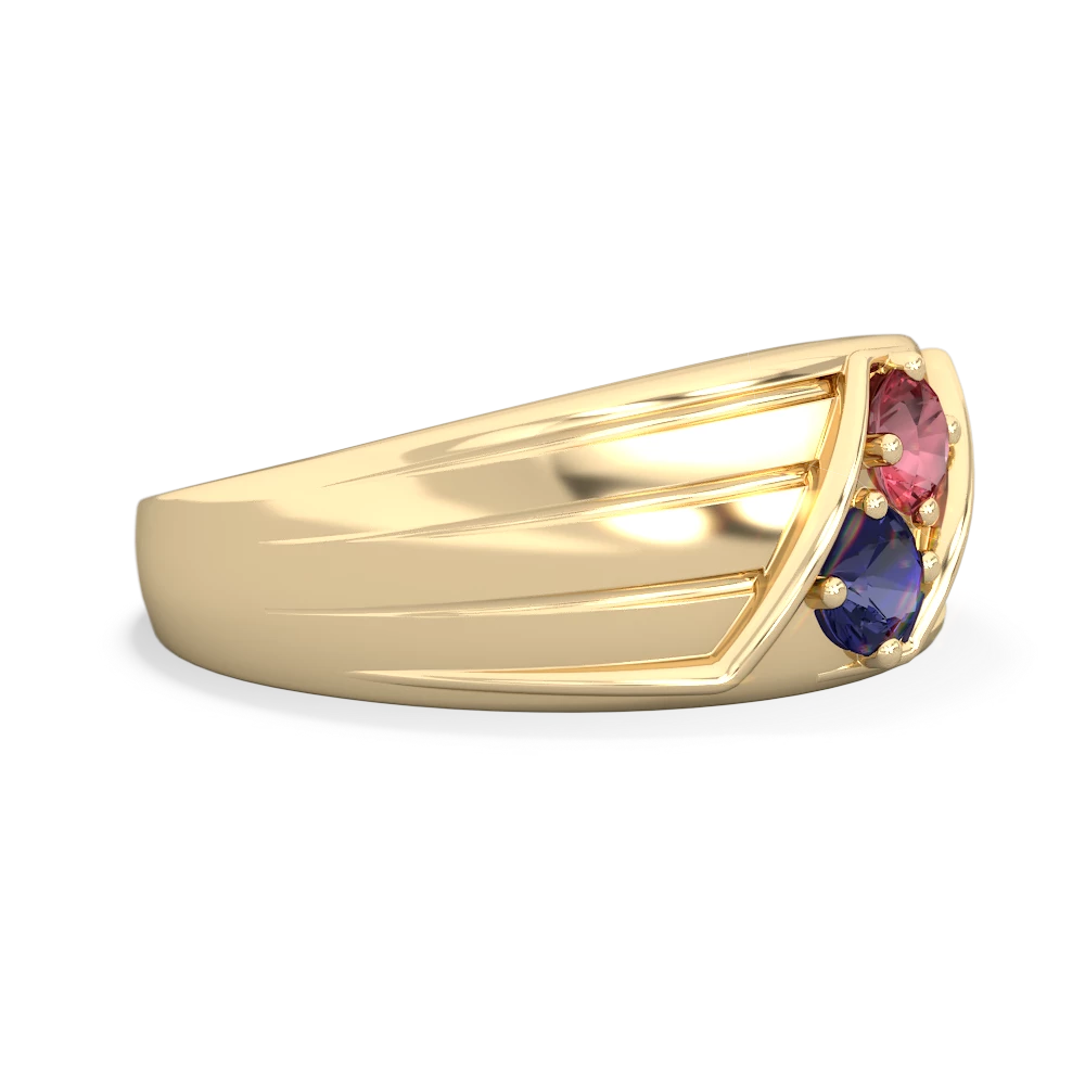 Pink Tourmaline Men's Streamline 14K Yellow Gold ring R0460